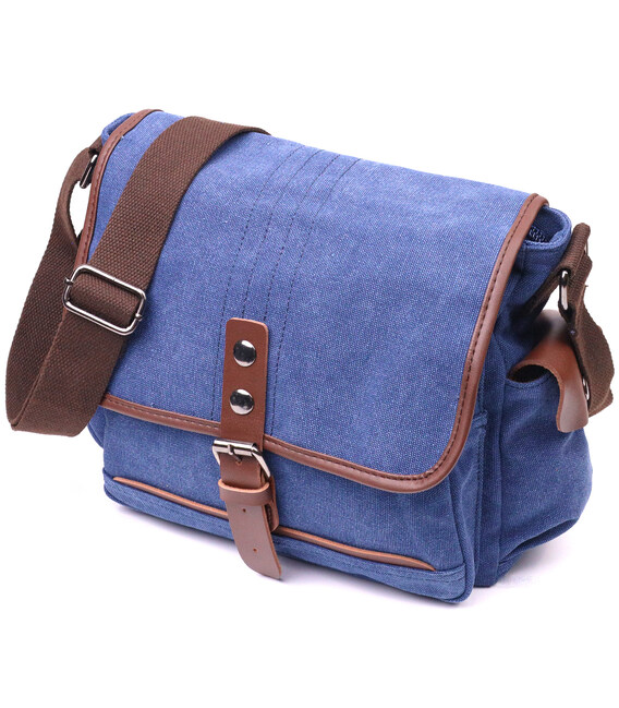 Цікава горизонтальна чоловіча сумка з текстилю 21250 Vintage Синя картинка, зображення, фото