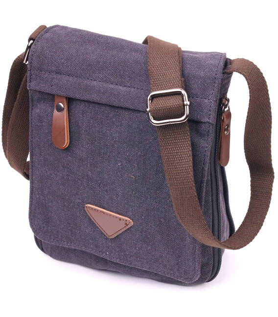 Вертикальная мужская сумка текстильная 21265 Vintage Черная фото, картинка, изображение