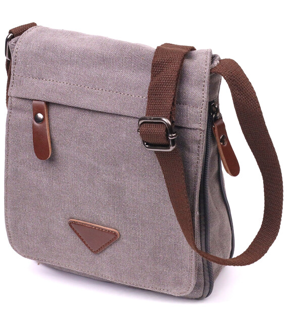 Практичная вертикальная мужская сумка из текстиля 21266 Vintage Серая фото, картинка, изображение