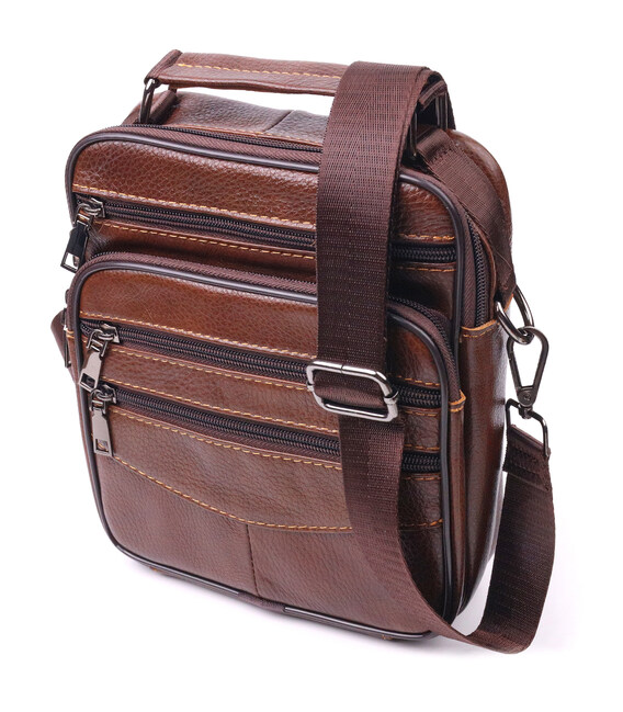 Стильна чоловіча сумка з натуральної шкіри 21275 Vintage Коричнева картинка, зображення, фото