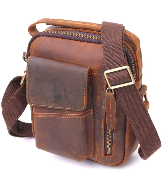 Вінтажна чоловіча сумка з натуральної шкіри 21293 Vintage Коричнева картинка, зображення, фото