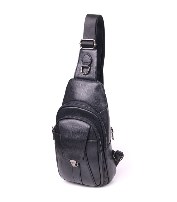 Интересная мужская сумка через плечо из натуральной кожи 21397 Vintage Черная фото, картинка, изображение