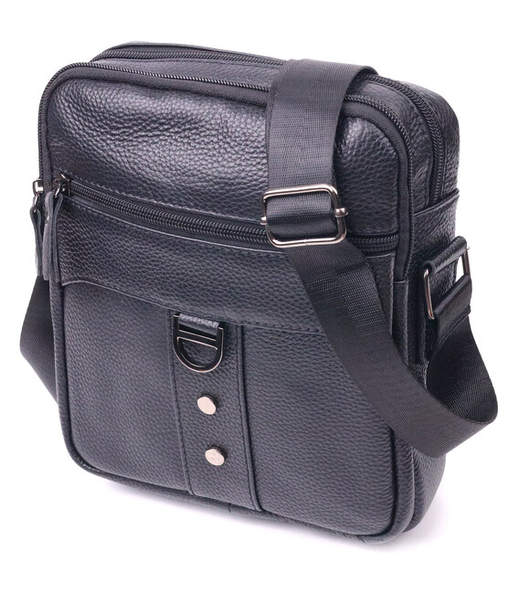 Практичная мужская сумка из натуральной кожи 21291 Vintage Черная фото, картинка, изображение