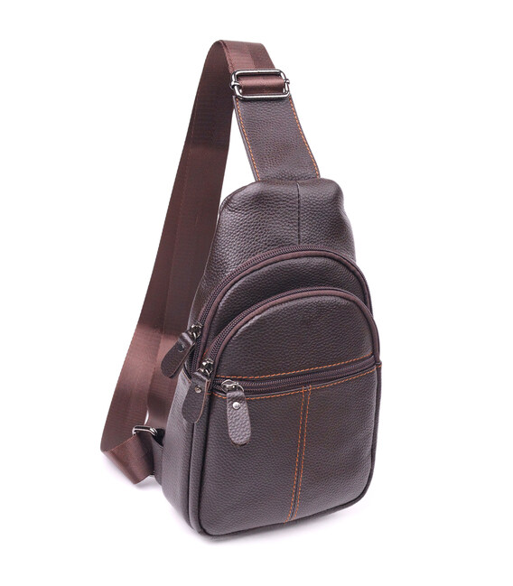 Удобная мужская сумка через плечо из натуральной кожи 21308 Vintage Коричневая фото, картинка, изображение