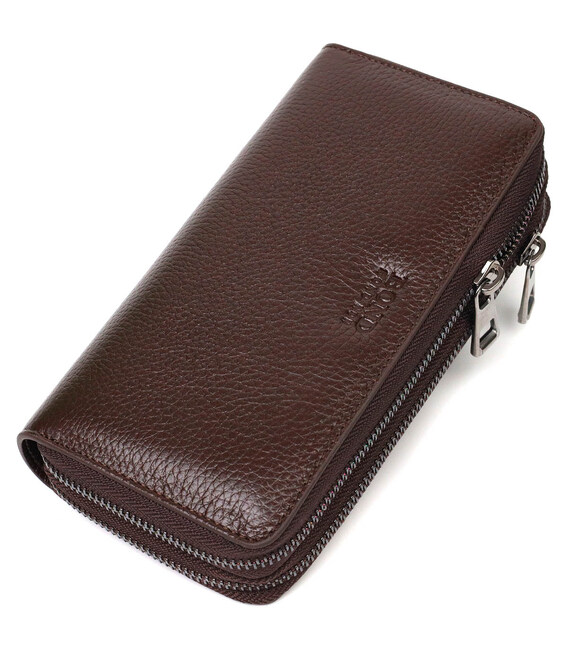 Місткий чоловічий клатч із двома відділеннями з натуральної шкіри BOND 22025 Коричневий картинка, зображення, фото