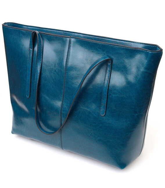 Красива сумка шоппер із натуральної шкіри 22075 Vintage Бірюзова картинка, зображення, фото