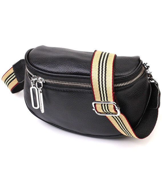 Полукруглая сумка через плечо из натуральной кожи 22079 Vintage Черная фото, картинка, изображение