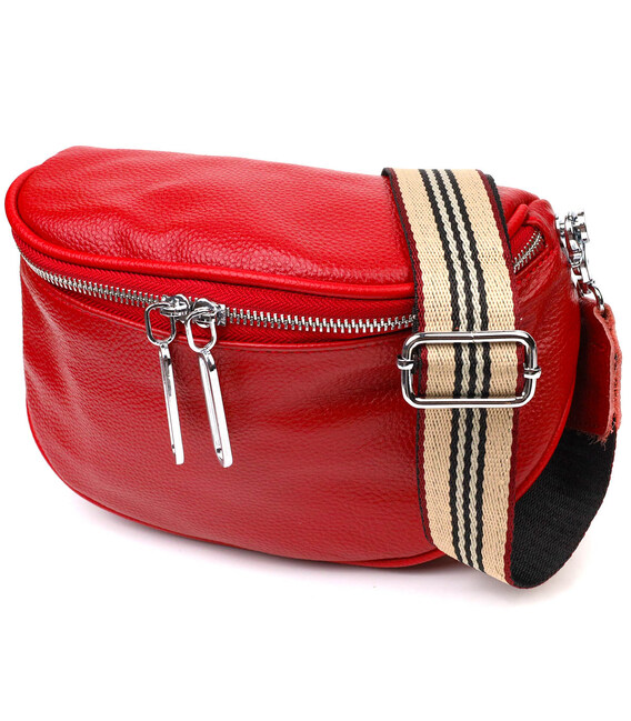 Женская полукруглая сумка через плечо из натуральной кожи 22081 Vintage Красная фото, картинка, изображение