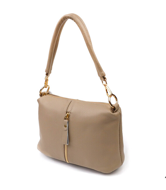 Практичная женская сумка через плечо из натуральной кожи 22084 Vintage Бежевая фото, картинка, изображение