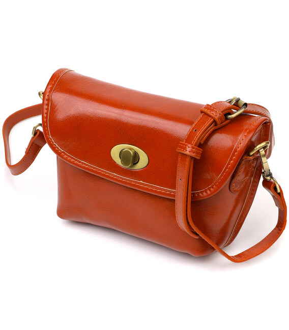 Сумка кросс-боди из натуральной кожи 22091 Vintage Рыжая фото, картинка, изображение