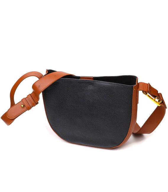 Женская полукруглая сумка кросс-боди из натуральной кожи 22093 Vintage Черная фото, картинка, изображение