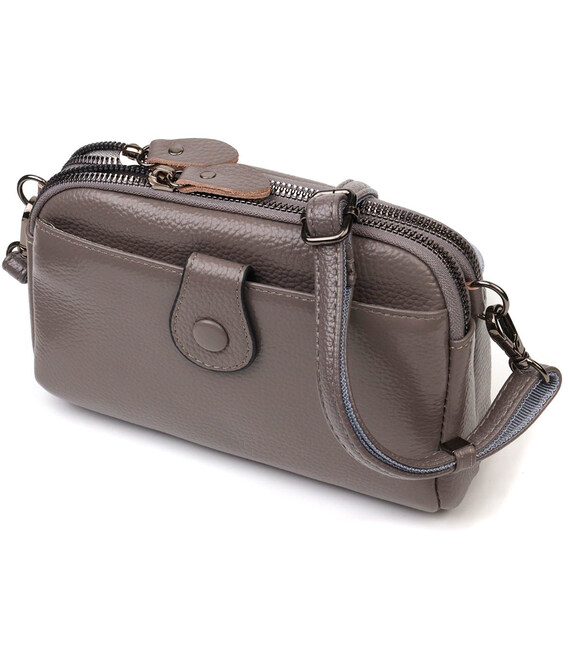 Сумка-клатч у стильному дизайні з натуральної шкіри 22099 Vintage Сіра картинка, зображення, фото