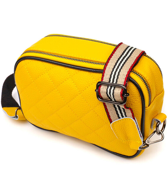 Прямоугольная женская сумка кросс-боди из натуральной кожи 22114 Vintage Желтая фото, картинка, изображение