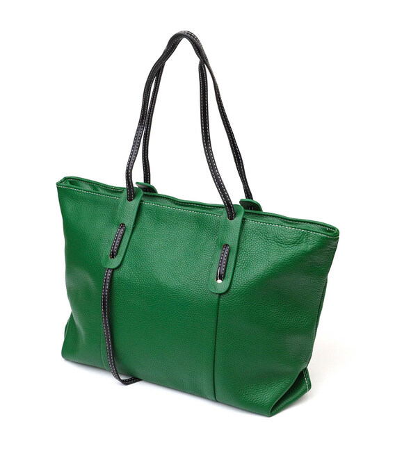 Сумка для женщин вместительная из натуральной кожи 22119 Vintage Зеленая фото, картинка, изображение