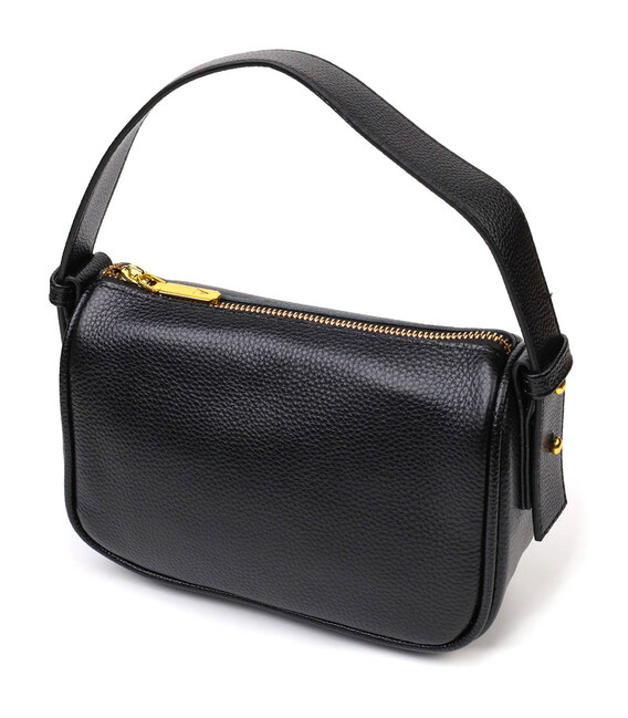 Современная сумка на плечо кросс-боди из натуральной кожи 22127 Vintage Черная фото, картинка, изображение