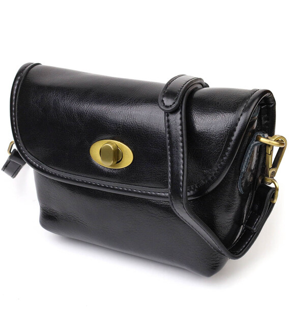 Идеальная сумка кросс-боди из натуральной кожи 22132 Vintage Черная фото, картинка, изображение