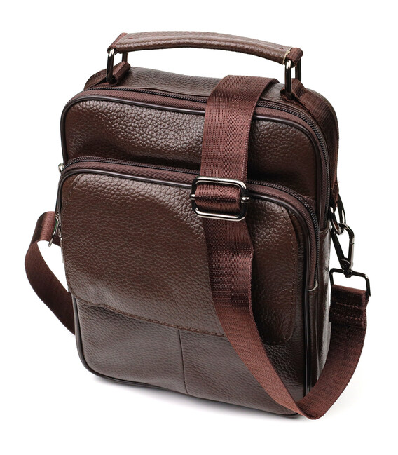 Стильний чоловічий месенджер з натуральної шкіри Vintage 21949 Коричневий картинка, зображення, фото