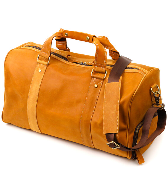 Містка дорожня сумка з натуральної вінтажної шкіри Vintage 22140 Світло-коричнева картинка, зображення, фото