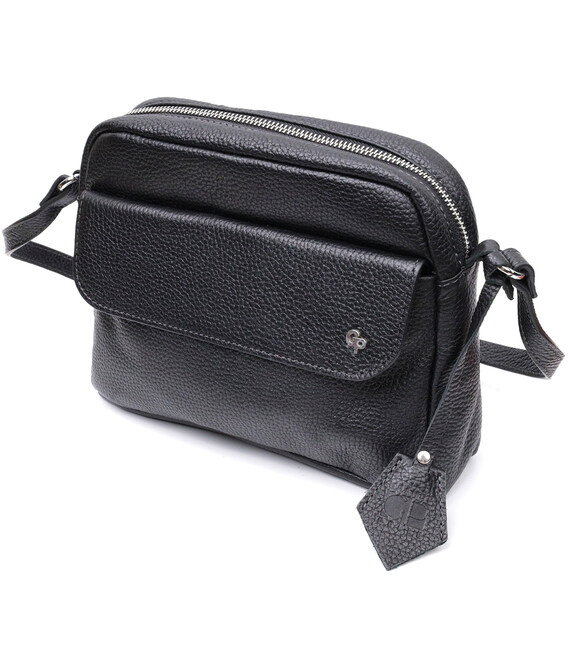 Удобная женская сумка кросс-боди из натуральной кожи GRANDE PELLE 11651 Черная фото, картинка, изображение