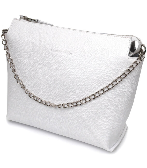 Вместительная женская сумка из натуральной кожи GRANDE PELLE 11654 Белая фото, картинка, изображение