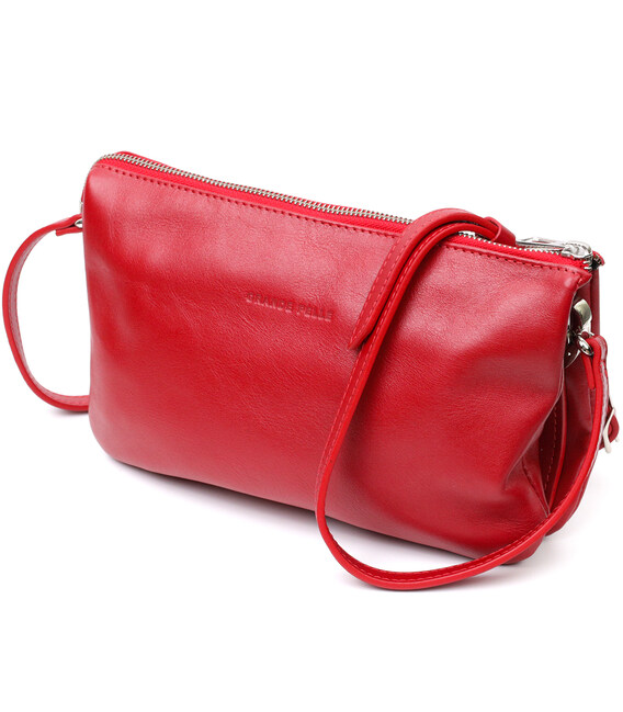 Яскравий жіночий клатч із натуральної шкіри GRANDE PELLE 11670 Червоний картинка, зображення, фото