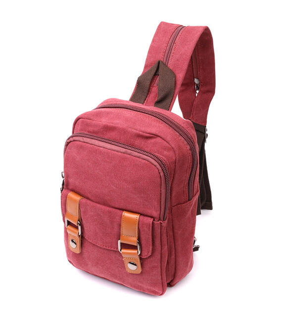 Надежная сумка-рюкзак с двумя отделениями из плотного текстиля Vintage 22164 Бордовый фото, картинка, изображение