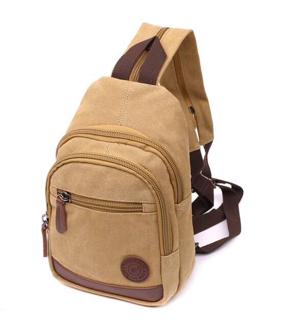 Надежная сумка для мужчин через плечо с уплотненной спинкой Vintagе 22178 Песочный фото, картинка, изображение