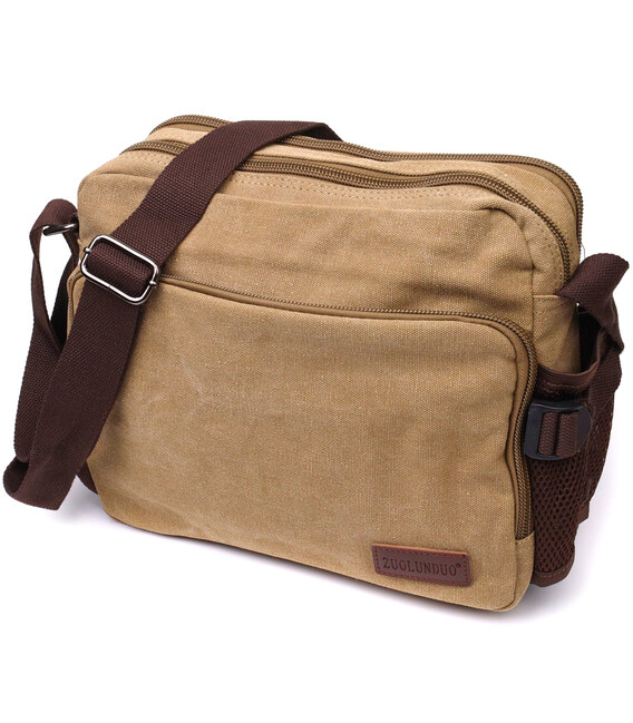 Функціональна чоловіча сумка месенджер із щільного текстилю Vintage 22206 Пісочний картинка, зображення, фото