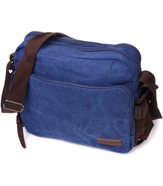 Сумка мессенджер для мужчин из плотного текстиля Vintage 22207 Синий фото, картинка, изображение