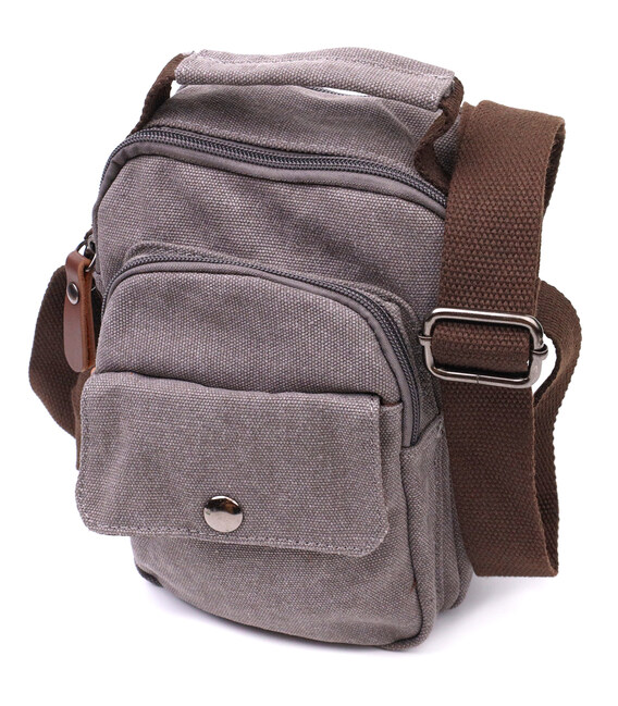 Небольшая мужская сумка из плотного текстиля Vintage 22217 Серый фото, картинка, изображение