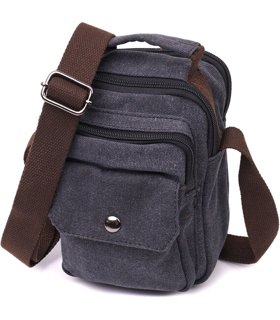 Компактная мужская сумка из плотного текстиля Vintage 22218 Черный фото, картинка, изображение