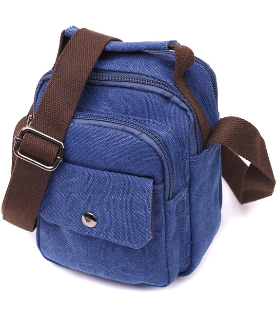 Удобная небольшая мужская сумка из плотного текстиля Vintage 22221 Синий фото, картинка, изображение