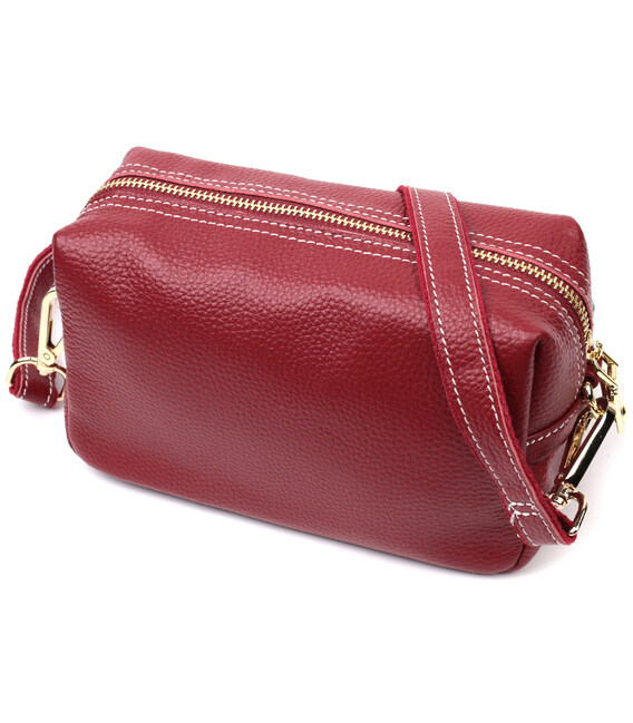 Цікава жіноча сумка з двома ременями з натуральної шкіри Vintage 22274 Бордова картинка, зображення, фото