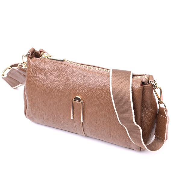 Женская стильная сумка через плече из натуральной кожи Vintage 22288 Бежевая фото, картинка, изображение