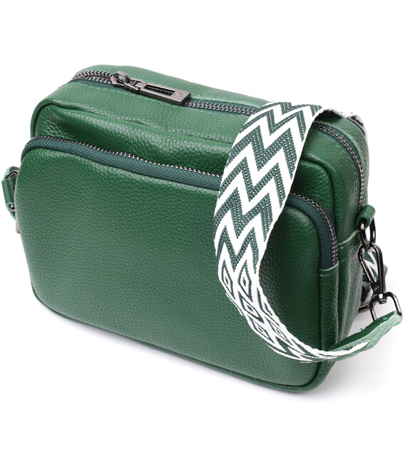 Модна жіноча сумка крос-боді з натуральної шкіри Vintage 22296 Зелена картинка, зображення, фото