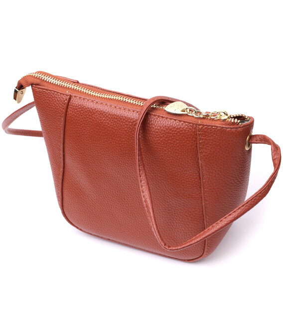 Небольшая женская сумка через плечо из натуральной кожи Vintage 22300 Коричневая фото, картинка, изображение