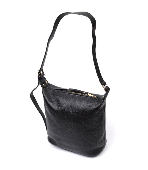 Вместительная женская сумка с одной длинной ручкой из натуральной кожи Vintage 22305 Черная фото, картинка, изображение
