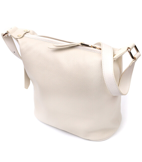 Удобная женская сумка с одной длинной ручкой из натуральной кожи Vintage 22307 Белая фото, картинка, изображение