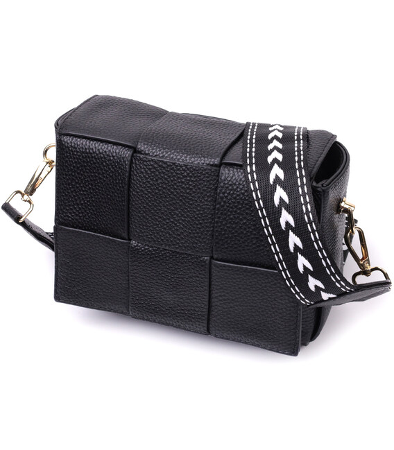 Классическая вечерняя сумка для женщин с переплетами из натуральной кожи Vintage 22313 Черная фото, картинка, изображение