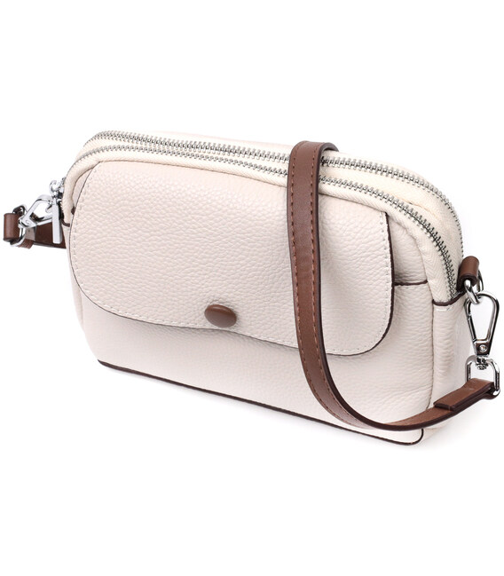 Маленькая повседневная сумка для женщин из натуральной кожи Vintage 22323 Белая фото, картинка, изображение