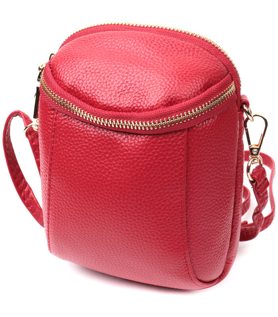 Яркая сумка интересного формата из мягкой натуральной кожи Vintage 22340 Красная фото, картинка, изображение