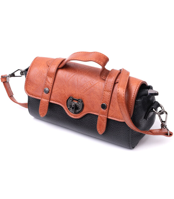 Женская сумка в винтажном стиле из натуральной кожи Vintage 22349 Черная фото, картинка, изображение