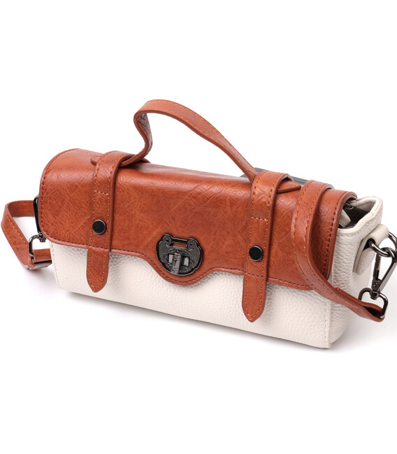 Оригинальная женская сумка в винтажном стиле из натуральной кожи Vintage 22350 Белая фото, картинка, изображение