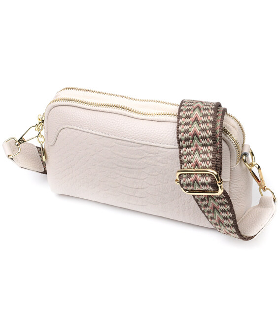 Невелика прямокутна сумка на два відділення з натуральної шкіри Vintage 22357 Біла картинка, зображення, фото