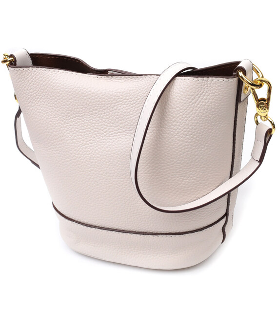 Компактная женская сумка с автономной косметичкой внутри из натуральной кожи Vintage 22365 Белая фото, картинка, изображение