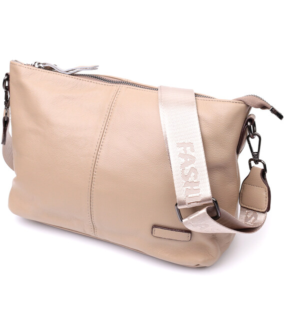 Кожаная женская сумка с двумя съемными ремнями Vintage 22378 Бежевая фото, картинка, изображение