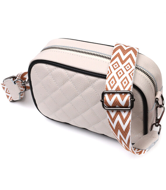 Женская сумка через плечо на одно отделение из натуральной кожи Vintage 22383 Белая фото, картинка, изображение