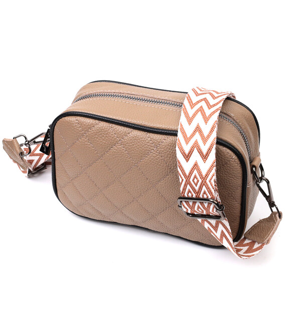 Кожаная женская сумка через плечо на одно отделение Vintage 22386 Бежевая фото, картинка, изображение