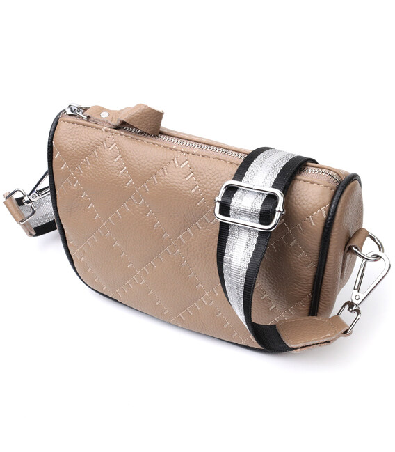 Полукруглая сумка кросс-боди для женщин из натуральной кожи Vintage 22392 Бежевая фото, картинка, изображение