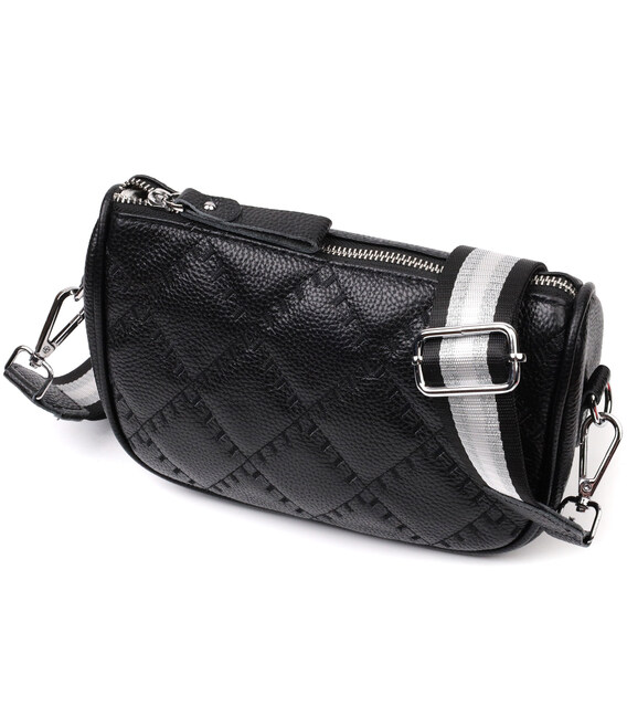 Кожаная женская сумка полукруглого формата на плечо Vintage 22394 Черная фото, картинка, изображение